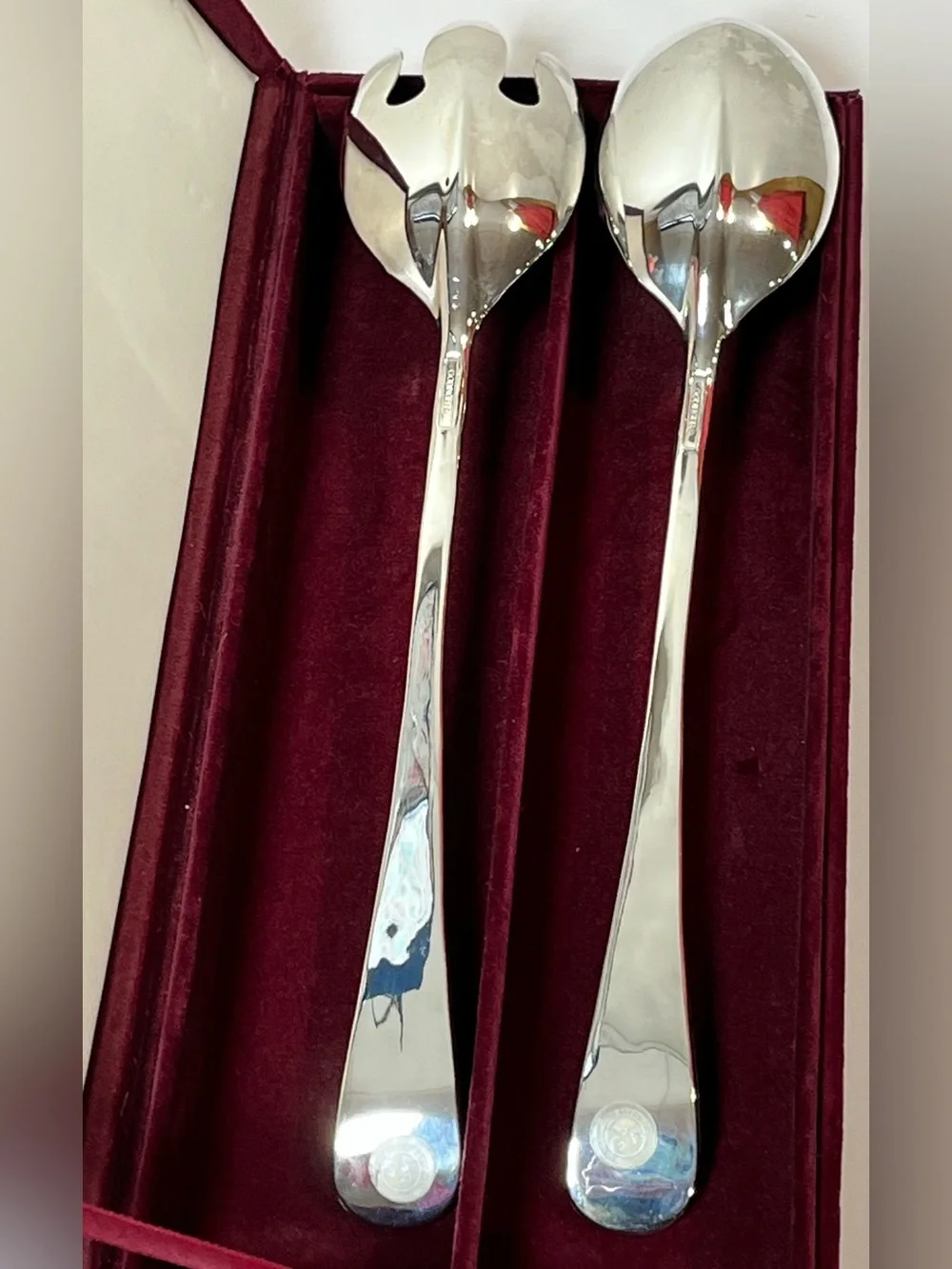 NIB Vintage Salad Serving Set Sterling Silver-Plated